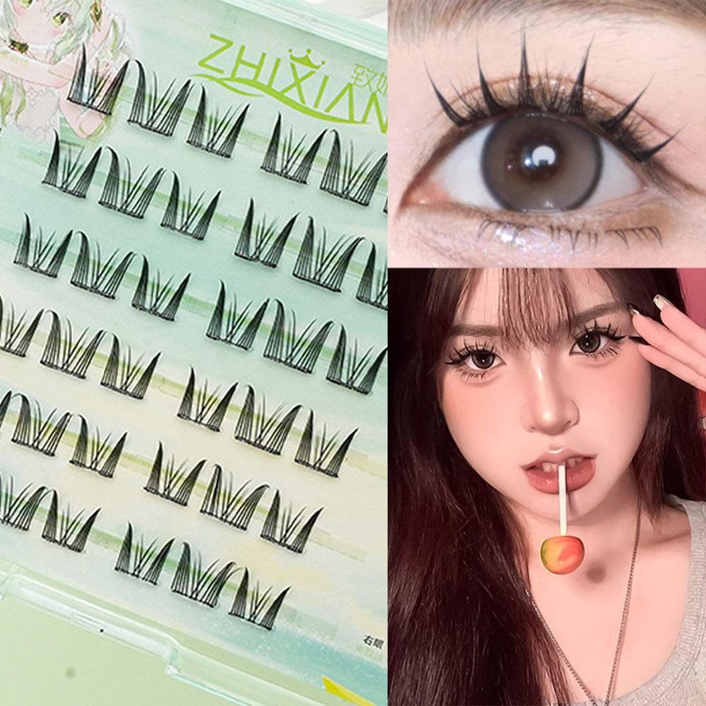 Glue Free Manga Lashes With Jelly Glue Strips 3D False Eyelashes Cat Elf Eyelashes Party Supplies