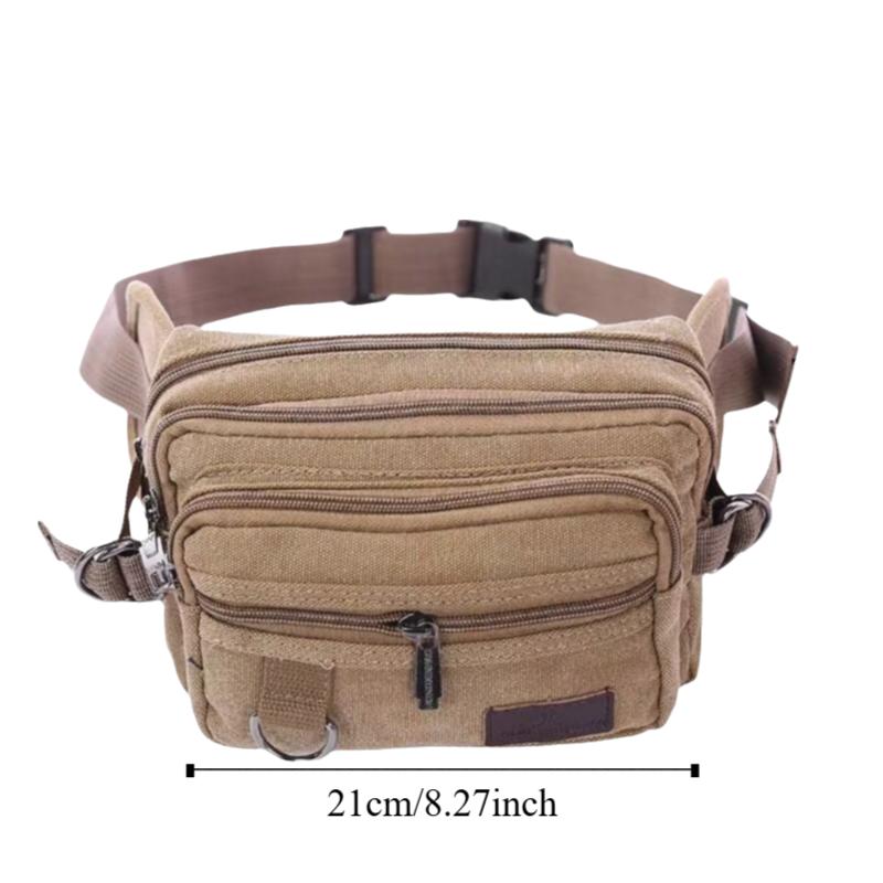 4-layers Canvas Chest Bag Large Capacity Fanny Pack Portable Multilayer Waist Packs Unisex