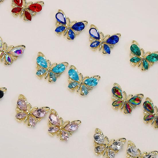 10 шт. украшения для ногтей сияющие легкие вставки трехмерные яркие цвета DIY сверкающие бабочки украшения для ногтей маникюрные дизайны поставка для салона красоты