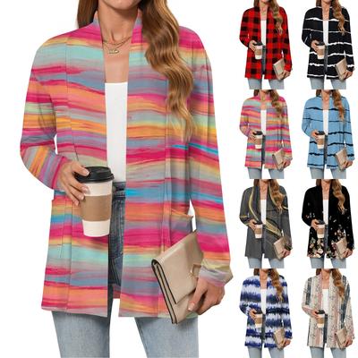 Женские легкие кардиганы с открытой передней частью, с длинными рукавами, повседневные, свободные, тонкие кардиганы с карманами