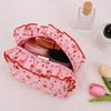 With Zipper Floral Cosmetic Bag Cherry Printed Toiletry Organizer Ruffle Makeup Bag Travel