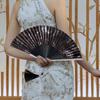 Bamboo Folding Fan with Tassels Hollow Ribs Portable Summer Hand Held Fan Decoration Dance