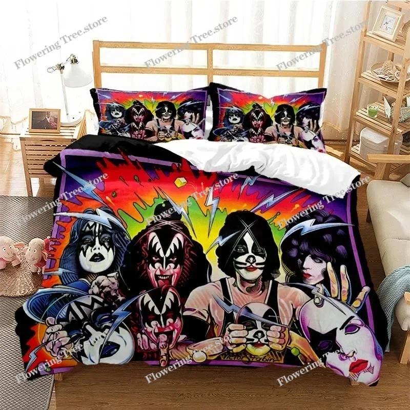 3D Печатный Набор Постельного Белья Rock Band Kiss Наволочка Пододеяльник Двуспальный Полуторный Полный Евро Кинг Взрослый Детский Постельное Белье Чехол на Одеяло