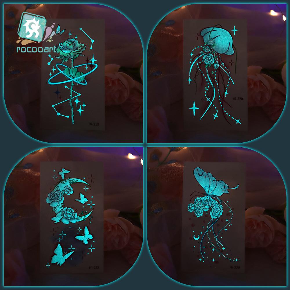 Rikaron Waterproof Luminous Butterfly Tattoo Stickers - Long-lasting, Realistic, Simple Japanese Washable Design for Dopamine Aesthetic.