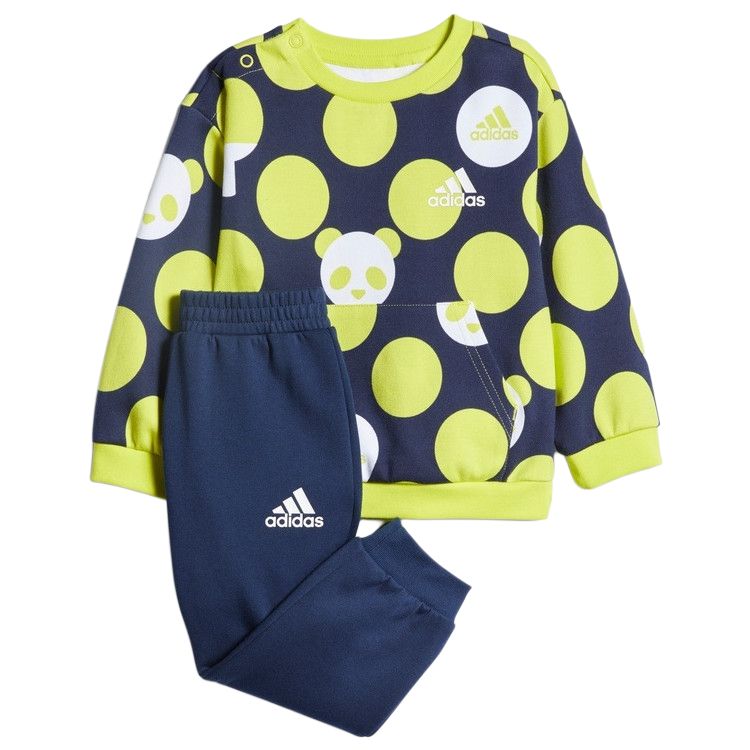 adidas Повседневный спортивный костюм с принтом панды, топ с круглым вырезом, пуловер, логотип, длинные штаны, комплекты для детей GP0349