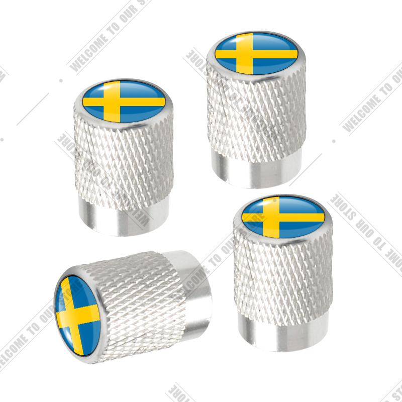 Car CNC Aluminum R Design Sweden Flag Emblem For Volvo XC40 V90 S60 S80 S90 XC60 XC90 4pcs Tire Valve Air Port Stem Cover Caps