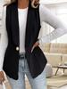Autumn Women One Button Casual Solid Color Sleeveless Vest Fashion Office Lady Business Work Wear OL Sleeveless Cardigan