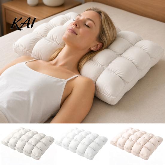 Cool Touch Pillow Puff Cooling Pillow, Soft Breathable Quilted Sleeping Machine Washable, Fluffy Cloud-like for Side And Back Sleepers Grid