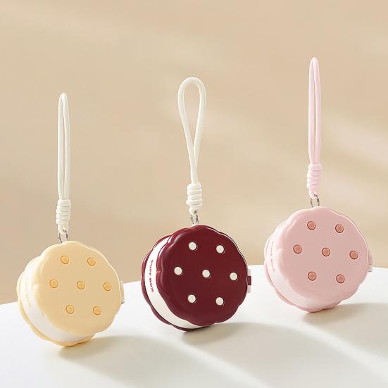 Круглая Пудреница Двухъярусная Разделение Влажного и Сухого Макияжа Чехол для Пуховки Портативный Органайзер для Спонжей Макияжа с Шнурком для Женщин Девочек Дорожное Хранение