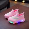 2020 New Children's LED Light Shoes Girls Boys Fly Weaving Breathable Sports Shoes Socks Shoes Feather Toddler Shoes