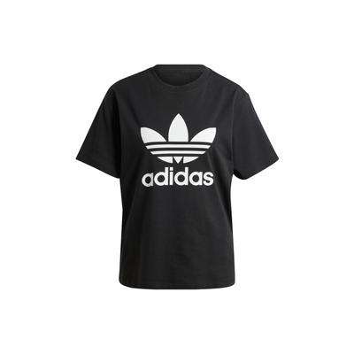 adidas Футболка Originals с круглым вырезом и коротким рукавом, логотипом и принтом в виде буквы, женские топы черного цвета IR9533