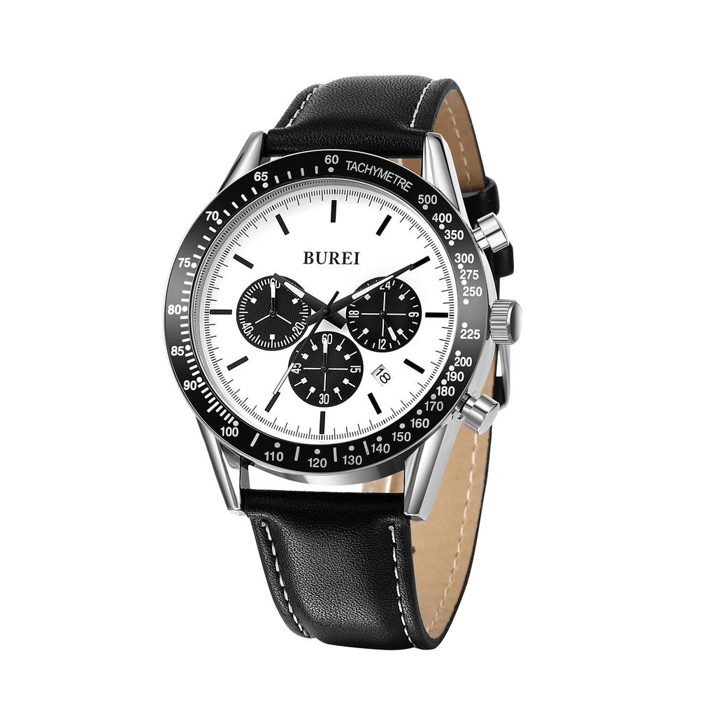 Аналоговые кожаные кварцевые стильные подарочные [Baosho] мужские часы, хронограф, ремешок, водонепроницаемые, мужские часы, простые, мужские часы с датой, часы,