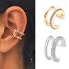 Stylish Double Layer U-Shaped Diamond Ear Clip - Simple Lines, No Piercing Needed