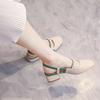 Baotou Sandals Women's 2025 New Summer Wear Medium Heel Thick Heel High Heel with Skirt Temperament French Single Shoes