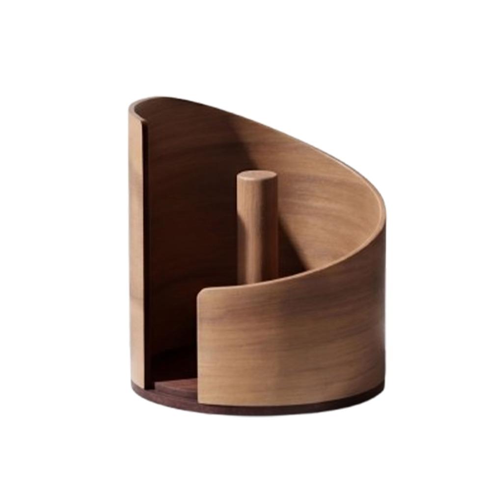 Large Capacity Wooden Paper Towel Holder Natural Wood Stable Tissue Storage Box Minimalist INS Round Roll Dispenser Living Room