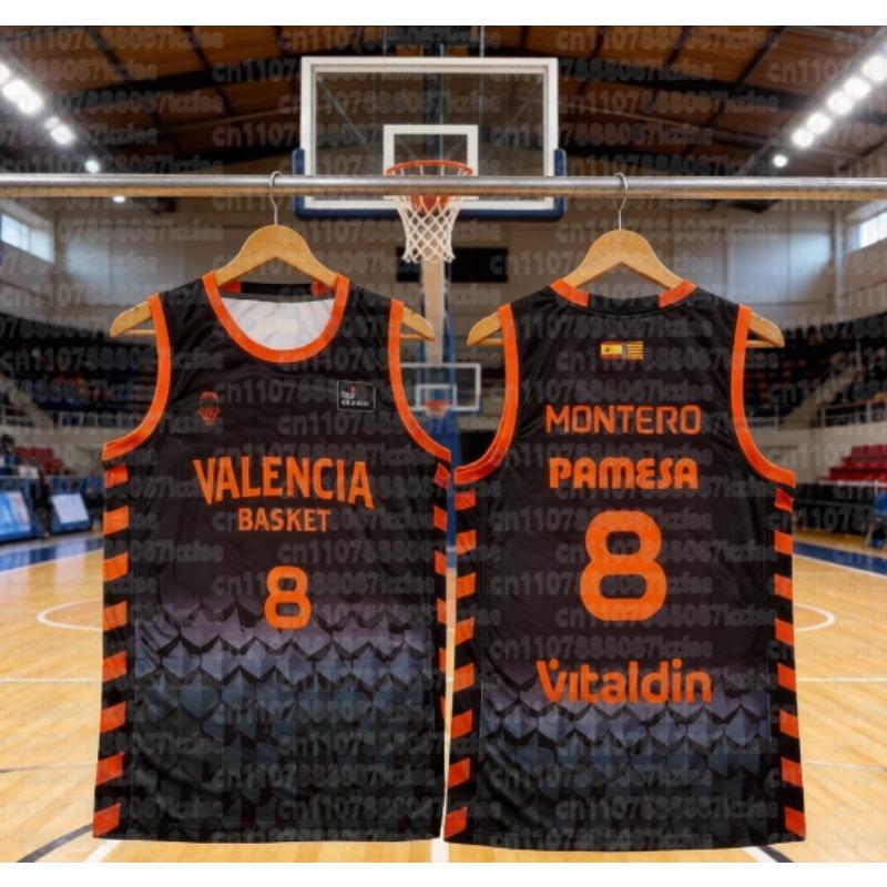 Новая модная 3D-печатная майка-жилет для баскетбола Valencia Basket, Испания, для взрослых и детей, дышащая, быстросохнущая, удобная спортивная одежда