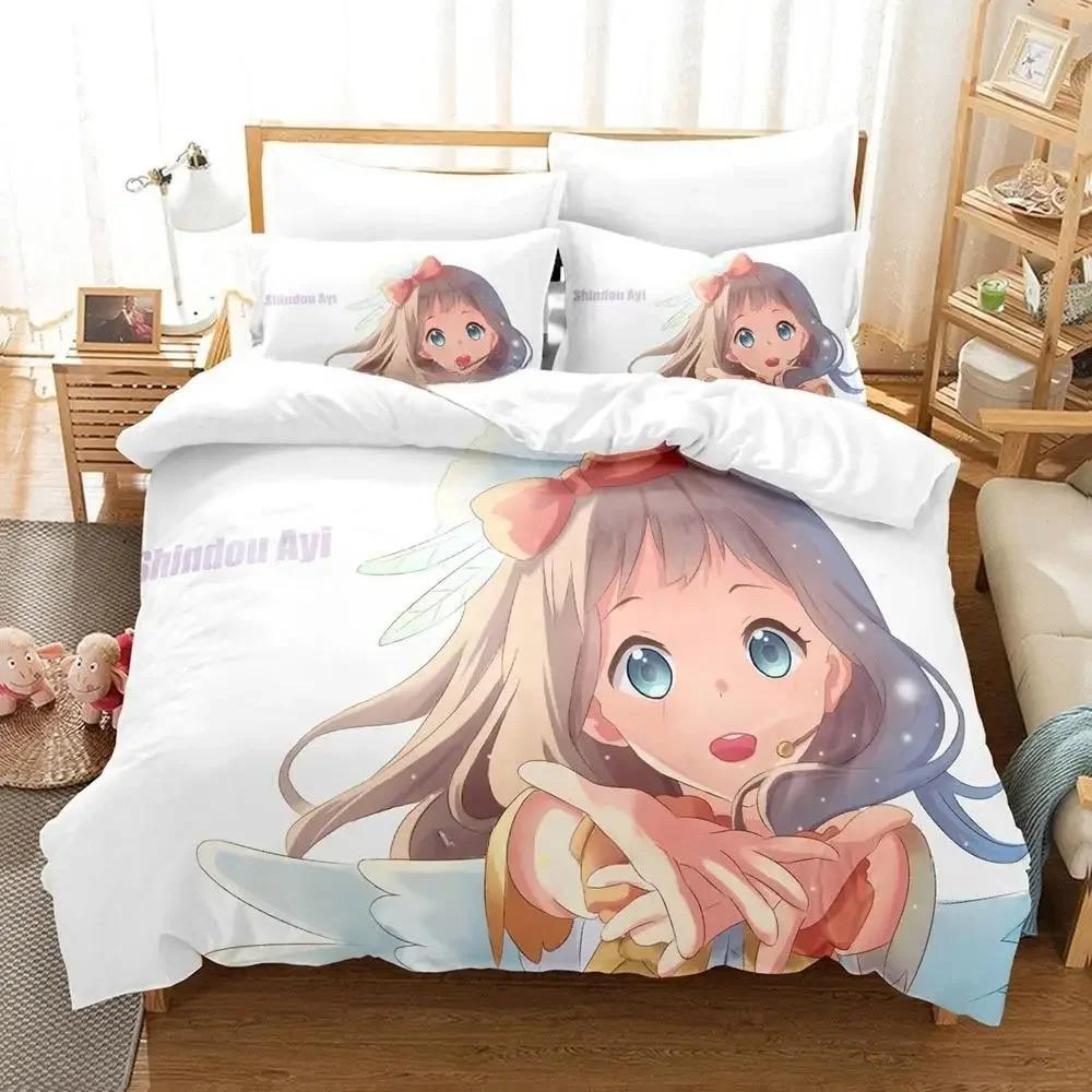 New Beyond the Boundary Bedding Set Cartoon Anime three-piece set Adult Kid Bedroom Duvet cover Sets 3D Kawaii Girl Home textile