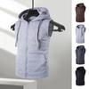 Men Summer Vest Jacket Hooded Drawstring Sleeveless Zipper Placket Vest Coat Solid Color Pockets Zipper Placket Waistcoat