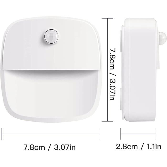 Lumiere Détecteur de Mouvement Interieur, 3Pcs Veilleuse LED Pile, Veilleuse d'escalier Automatiquel Pour Couloir, Chambre
