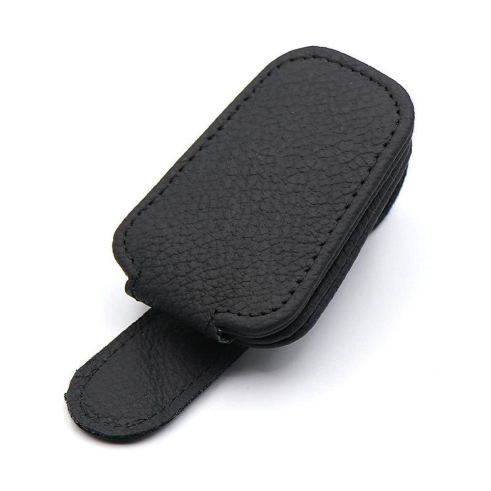 PU Leather Sun Visor Glasses Clip Anti-scratch Ticket Card Clamp  Auto Interior Accessories