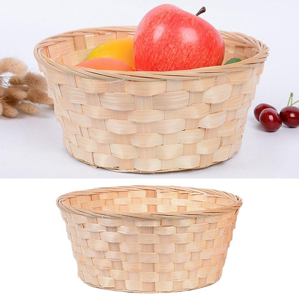 Бамбуковая корзина для хранения полосок Многофункциональная корзина для цветов Для фруктов Хлеба Мелочей