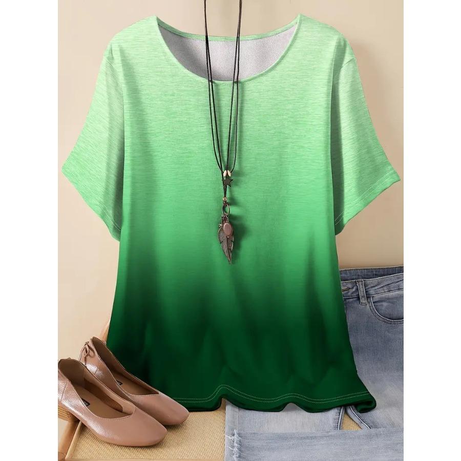 XL-7XL Большие размеры Женская повседневная спортивная свободная футболка с круглым вырезом и короткими рукавами