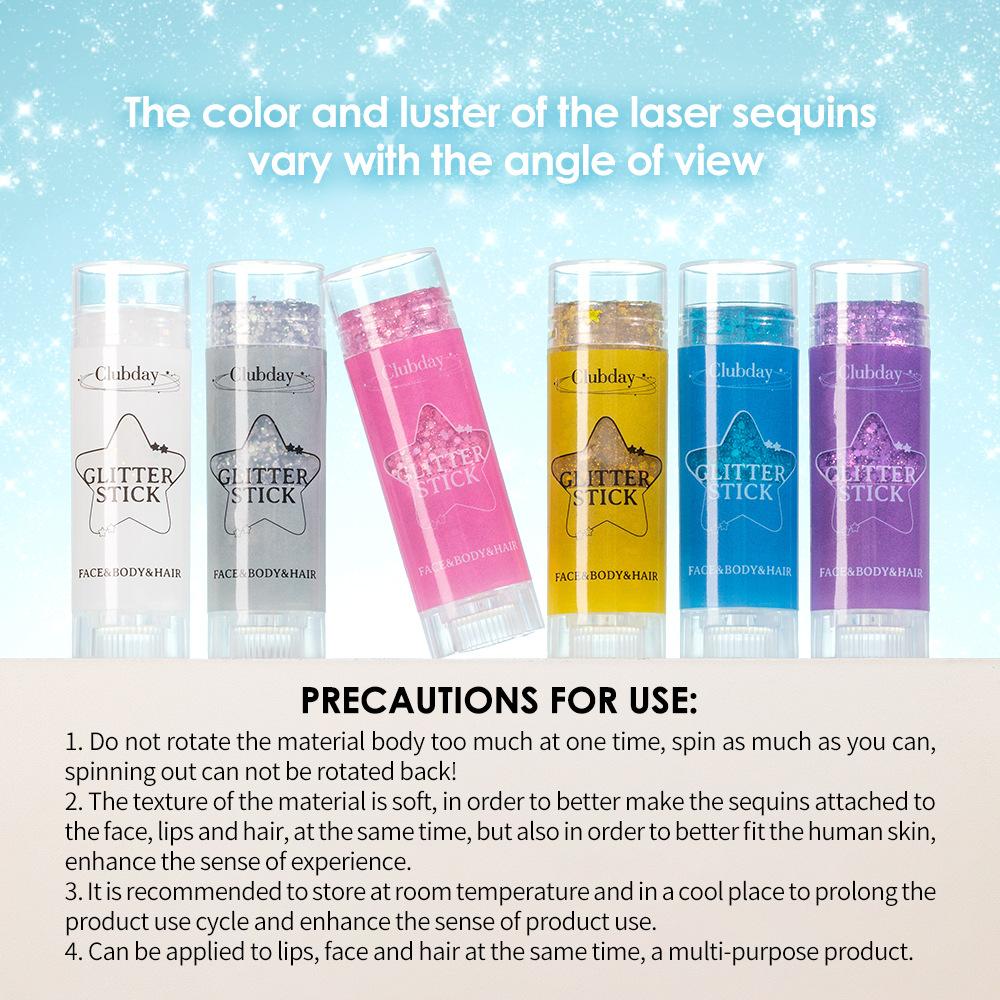 6 Color Sequins Glitter Gel Stick White Silver Pink Eyeshadow Face Body Painting Brighten Stage Makeup Flash Loose Sequins Cream