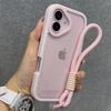 Прозрачный чехол для телефона со стразами и блестками для iPhone 16 16E 15 14 13 12 11 Pro Max 16Plus 16Pro С ремешком-шнурком