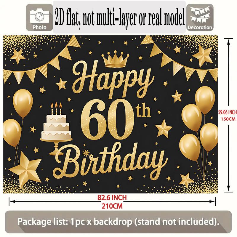 60th Birthday Party Backdrop Polyester Banner Photo Booth Decoration 131