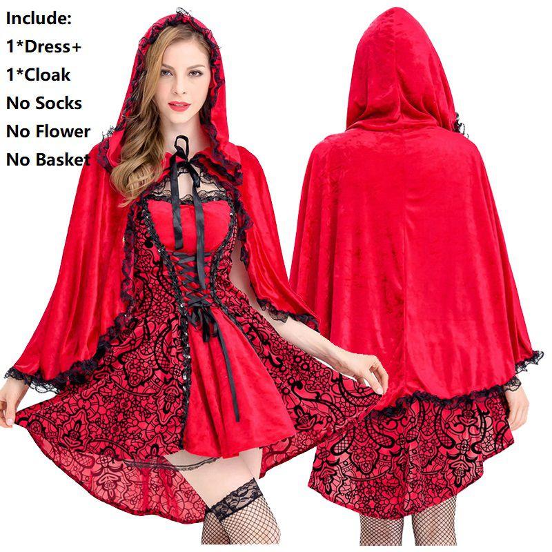 Готические Девушки Женщины Плащ Красной Шапочки Маскарадный Костюм на Хэллоуин