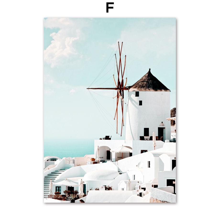 Santorini Greece Island Aegean Sea Sakura Wall Art Canvas Painting Nordic Posters And Prints Wall Pictures For Living Room Decor