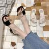 Women's Slippers and Ladies Sandals Off White Clear Summer 2024 Rubber Slides with Heel Shoes Transparent Outside Waterproof 39