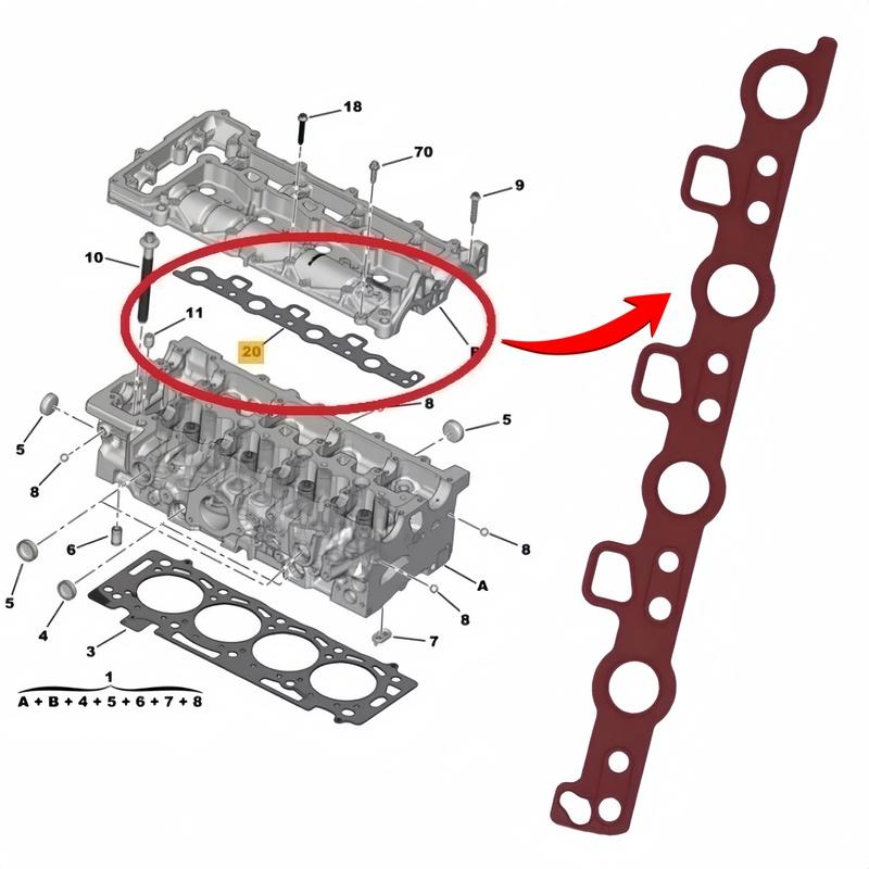Valve Cover Gasket For Citroen C5 Jumper Ford Edge C-Max II Galaxy Mondeo V Opel Grandland Peugeot 308 508 2014- 9801907780