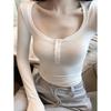 Pure Desire Large Neckline Bottoming Shirt Top Women's Spring Sexy Pure Desire Style with Short Fashionable T-shirt