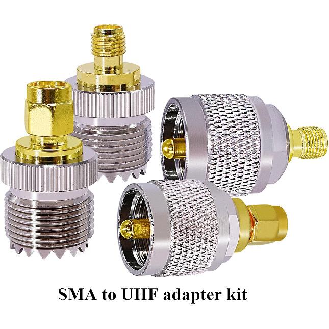 SMA to UHF Antenna Adapter, SMA to PL259 SO239 UHF VHF FR Coaxial Connector Kit for CB Radio Antenna, Coax Cable Connector Adapter Kit for Handheld