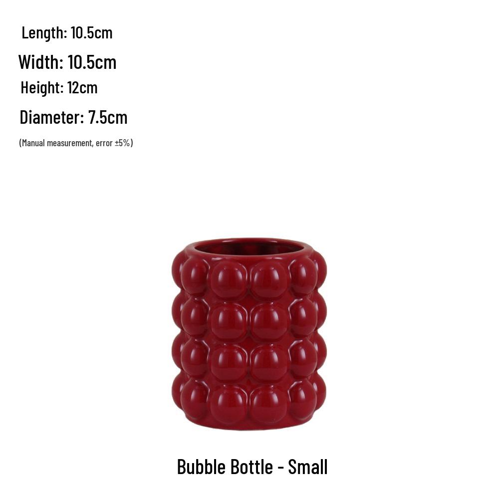 Китайская красная керамическая ваза середины века - Новогоднее специальное украшение для гостиной или свадебные композиции из шелковых цветов