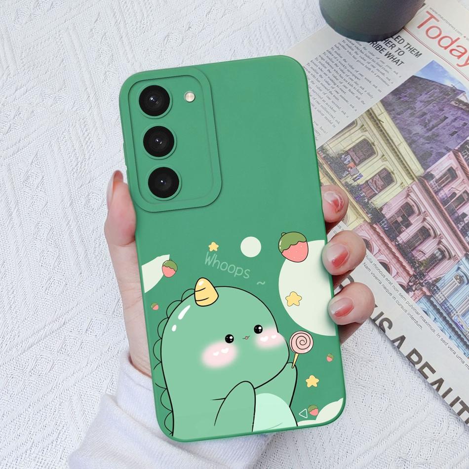 For Samsung Galaxy S23 Ultra Plus FE Phone Case Cartoon Shockproof Liquid Silicone Camera Protection Black Cover Bumper Fundas