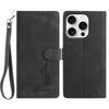 For iPhone 16 Pro Max Case Imprinted Feather PU Leather Wallet Phone Cover with Wrist Strap