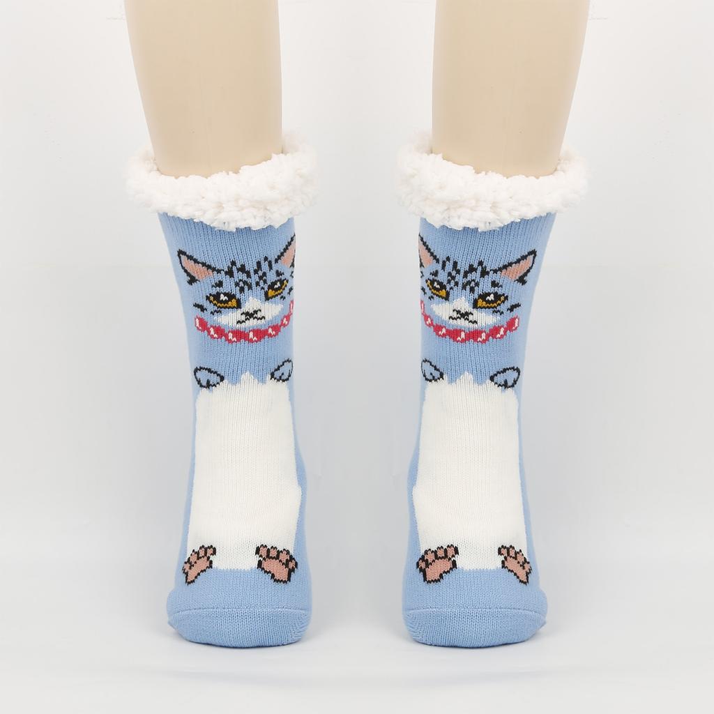Women's Foot Covering Warm And Velvet Socks Cute Sleep Socks Home Mid Tube Floor Socks
