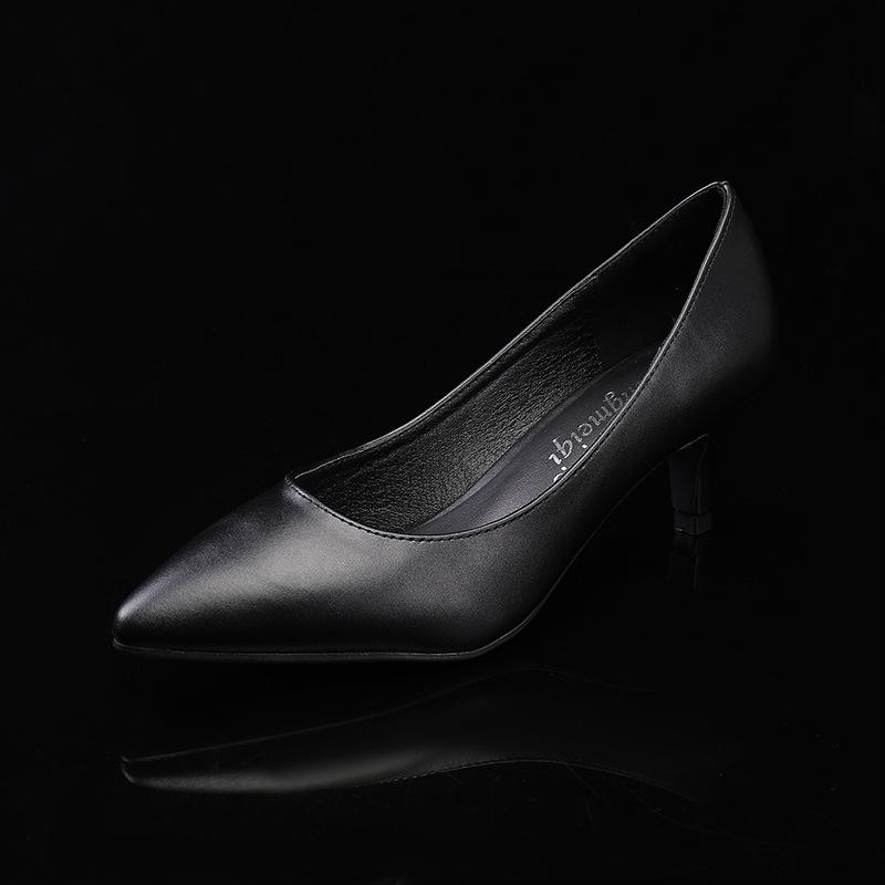 6CM Middle Heel Shallow Mouth Pointed Single Shoes White Work Footwear Professional High-heeled Shoes Women Wedding Shoes Bride