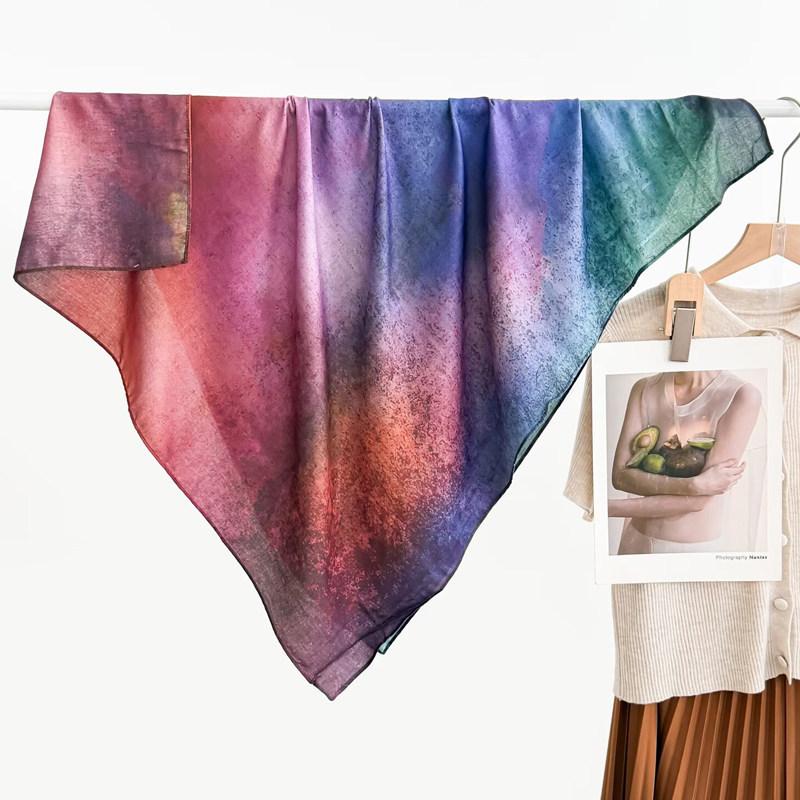 Wasteland wind gradual change color velvet 91 square scarf women's two-color different-faced scarf foreign style fashion silk scarf scarf scarf shawl
