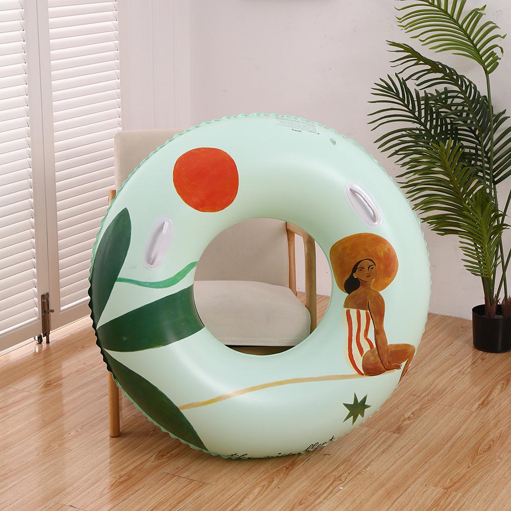 Inflatable Sequined Swim Ring with Handles and Double Airbags for Water Park Rafting