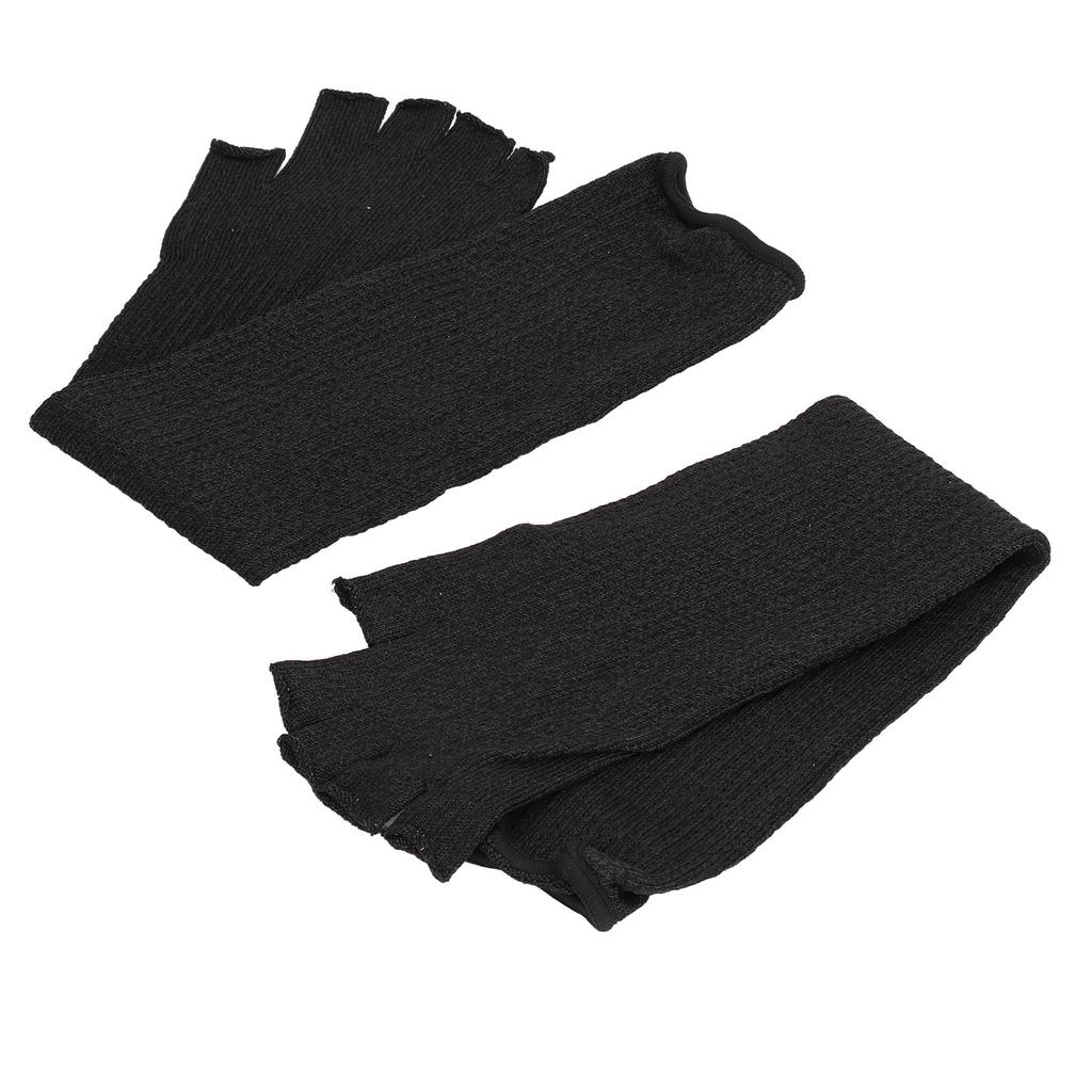 Arm Guards 45cm/17.7in Cut Resistant Half Finger Arm Sleeve for Kitchen Woodworking Gardening Black