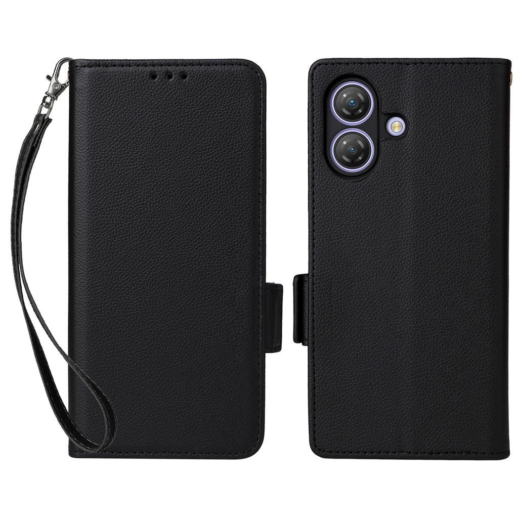 Чехол для Ulefone Note 21 с ремешком на запястье, текстура личи, кошелек из ПУ кожи, чехол для телефона