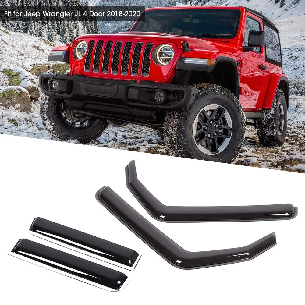Дефлекторы окон автомобиля, Накладные козырьки от солнца и дождя для Wrangler JL 4-дверный 2018-2020, Внутренняя и внешняя модификация