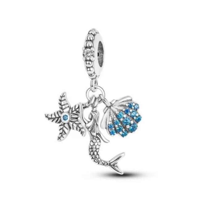Серия Blue Ocean, стерлинговое серебро 925 пробы, осьминог, черепаха, морская рыба, висячие подвески, подходят для оригинального модного браслета, ювелирные изделия своими руками