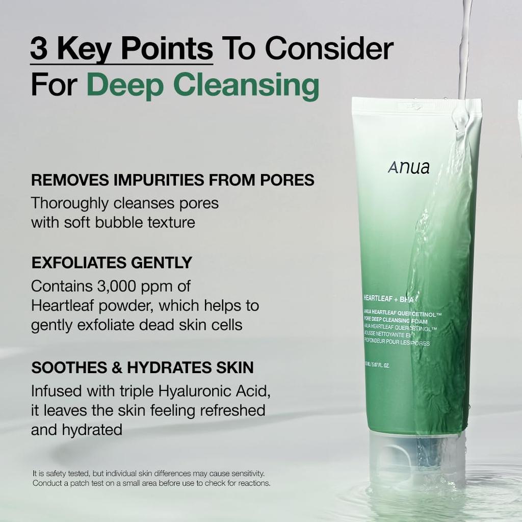 Anua Dokudami Pore Deep Cleansing Foam 150ml Facial Cleansing Pores Blackheads Dead Skin Refreshing Fluttering Skin Oily Mixed Skin Skin Care Korean