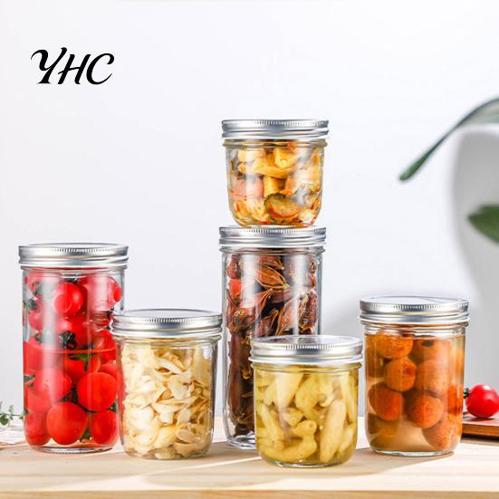 Multifunctional Food Container 300/400/500/650ML Glass Sealed Jar with Screw Airtight Lid Large Capacity Clear Fruit Diameter Jam Dry Goods Nuts Grain