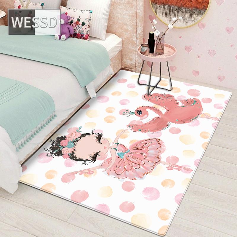 Кавайный мультяшный ковер для балетной девочки для детской комнаты и мягкий коврик для спальни в скандинавском стиле для маленькой девочки