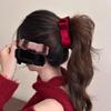 Корейская двусторонняя бархатная заколка-банан с бантом Женская осенне-зимняя элегантная заколка для хвоста Вертикальная заколка Аксессуары для волос